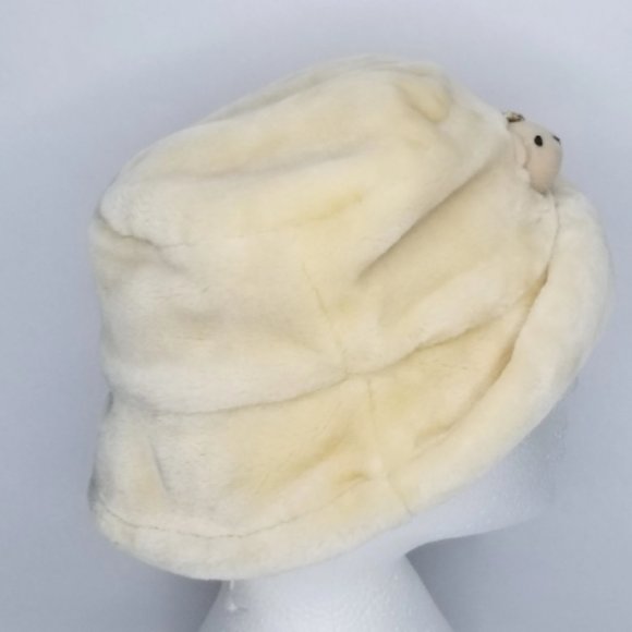 Vintage Teddy Bear Fuzzy Winter Hat/Bucket Hat Kids Youth Size Small 90s - Picture 3 of 8